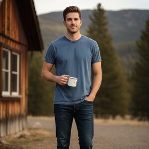 Flint and Tinder 100% Cotton Heritage T-Shirt - Blue - Size S